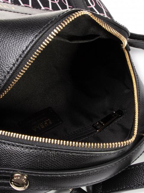 PIPER Rucksack aus Canvas und Leder mit Kettendruck schwarz + Talkum + hellrosa - Damentaschen