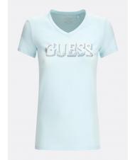 GUESS SS VN TRINE T-Shirt aus Stretch-Baumwolle Celestit - T-Shirts und Tops f&uuml;r Damen - 3