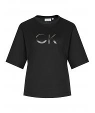 CALVIN KLEIN MESH LOGO L&auml;ssig geschnittenes T-Shirt Ck Schwarz - T-Shirts und Tops f&uuml;r Damen - 4