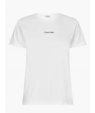 CALVIN KLEIN MICRO LOGO Baumwoll-T-Shirt, normale Passform Helles Weiss - T-Shirts und Tops f&uuml;r Damen - 4