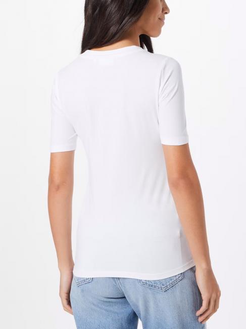 METALLIC MICRO LOGO T-Shirt aus Stretch-Baumwolle Helles Weiss - T-Shirts und Tops f&uuml;r Damen