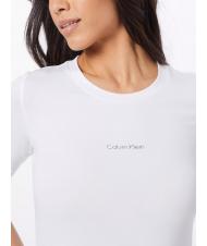 CALVIN KLEIN METALLIC MICRO LOGO T-Shirt aus Stretch-Baumwolle Helles Weiss - T-Shirts und Tops f&uuml;r Damen - 3