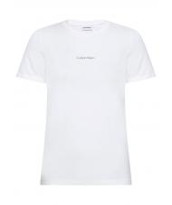 CALVIN KLEIN METALLIC MICRO LOGO T-Shirt aus Stretch-Baumwolle Helles Weiss - T-Shirts und Tops f&uuml;r Damen - 4