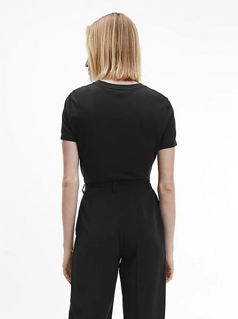 MICRO LOGO Baumwoll-T-Shirt, normale Passform Ck Schwarz - T-Shirts und Tops f&uuml;r Damen