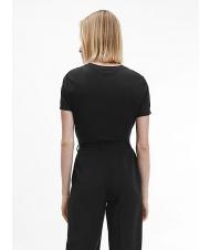 CALVIN KLEIN MICRO LOGO Baumwoll-T-Shirt, normale Passform Ck Schwarz - T-Shirts und Tops f&uuml;r Damen - 2