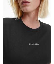 CALVIN KLEIN MICRO LOGO Baumwoll-T-Shirt, normale Passform Ck Schwarz - T-Shirts und Tops f&uuml;r Damen - 3