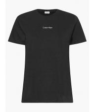 CALVIN KLEIN MICRO LOGO Baumwoll-T-Shirt, normale Passform Ck Schwarz - T-Shirts und Tops f&uuml;r Damen - 5