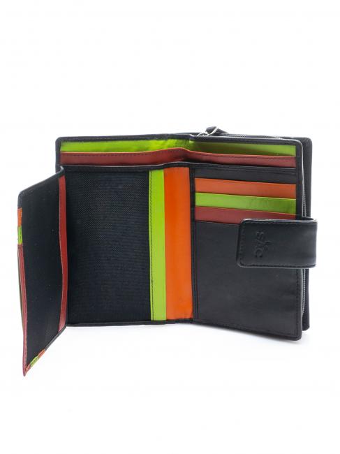 COLORFULL Geldbörse aus Leder für Damen Schwarz - Brieftaschen Damen