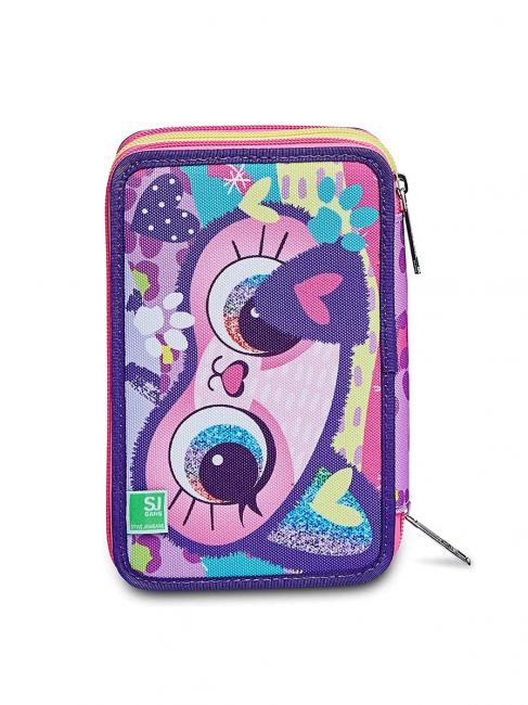 ANIMALI FANTASY SJ GIRL Etui mit 3 Rei&szlig;verschl&uuml;ssen, komplett mit Stiften und Schulmaterial SCHWARZ GESTREIFTER WALD - Etuis und Zubeh&ouml;r