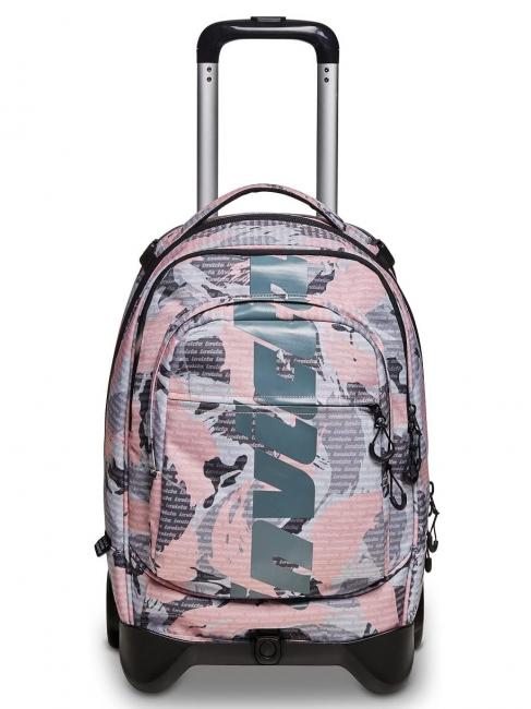NEW PLUG FANTASY Trolley-Rucksack mit abnehmbarem Trolley Camou-Logo rosa - Rucks&auml;cke mit Trolleyfunktion