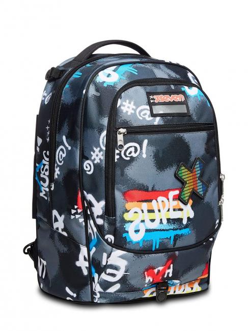 ROCK ON BOY JACK Abnehmbarer Trolley-Rucksack mit Dreifachrollen Schwarz - PC-Rucks&auml;cke
