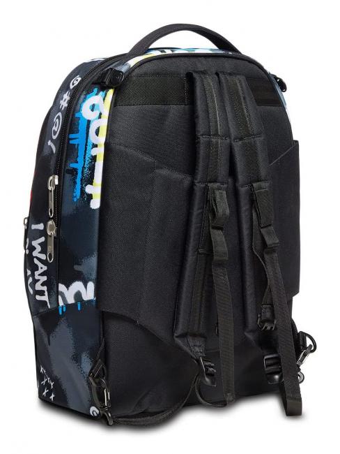 ROCK ON BOY JACK Abnehmbarer Trolley-Rucksack mit Dreifachrollen Schwarz - PC-Rucks&auml;cke