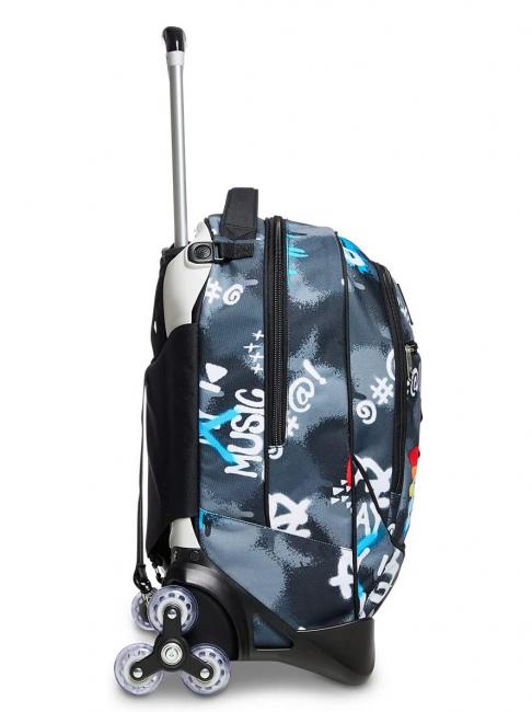 ROCK ON BOY JACK Abnehmbarer Trolley-Rucksack mit Dreifachrollen Schwarz - PC-Rucks&auml;cke