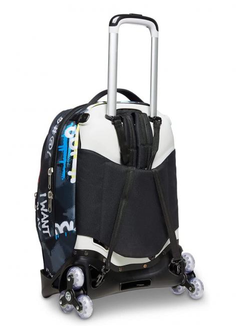 ROCK ON BOY JACK Abnehmbarer Trolley-Rucksack mit Dreifachrollen Schwarz - PC-Rucks&auml;cke