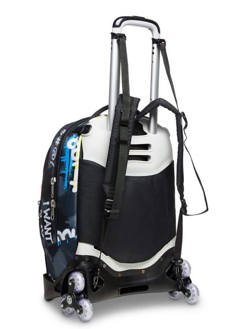 ROCK ON BOY JACK Abnehmbarer Trolley-Rucksack mit Dreifachrollen Schwarz - PC-Rucks&auml;cke