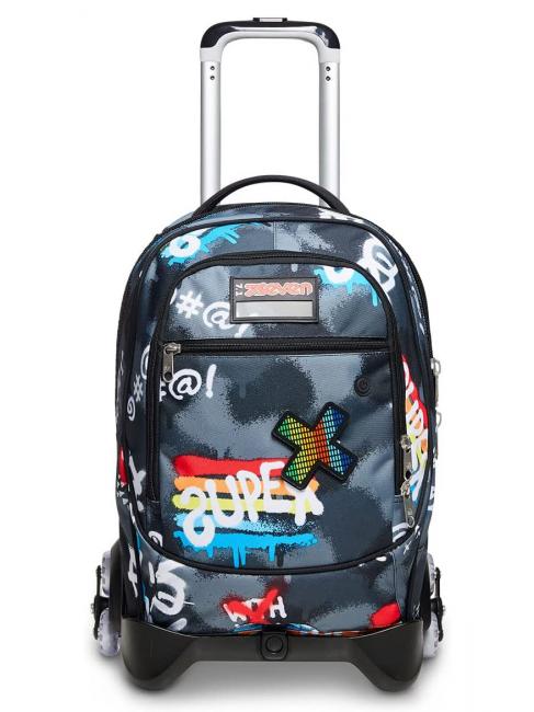 ROCK ON BOY JACK Abnehmbarer Trolley-Rucksack mit Dreifachrollen Schwarz - PC-Rucks&auml;cke