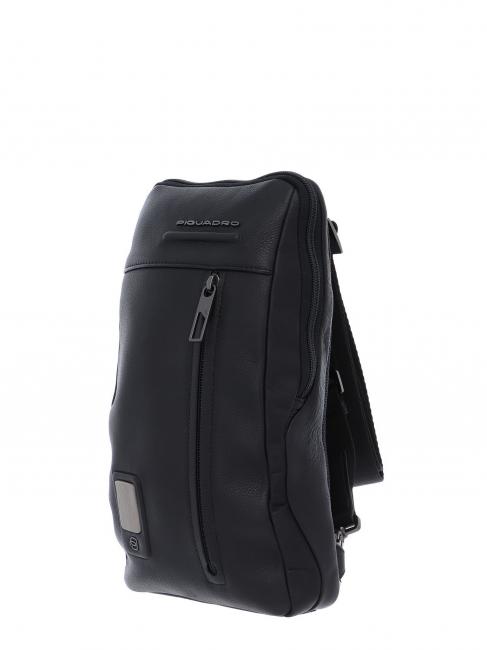 AKRON Umh&auml;ngetasche aus Leder Schwarz - PC-Rucks&auml;cke