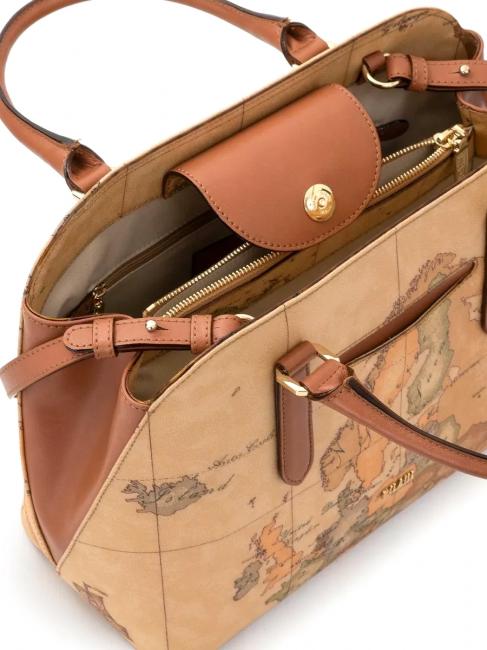 GEO CLASSIC 3-Pocket-Tasche mit Schultergurt NATÜRLICH - Damentaschen