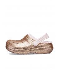 CROCS CLASSIC LINED GLITTER KIDS Gepolsterter Sabot gold / kaum rosa - Kinderschuhe - 3