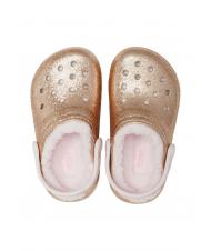 CROCS CLASSIC LINED GLITTER KIDS Gepolsterter Sabot gold / kaum rosa - Kinderschuhe - 4