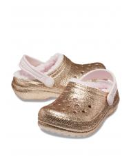 CROCS CLASSIC LINED GLITTER KIDS Gepolsterter Sabot gold / kaum rosa - Kinderschuhe - 6