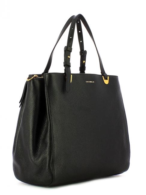 LEA Schultertasche aus strukturiertem Leder Schwarz - Damentaschen