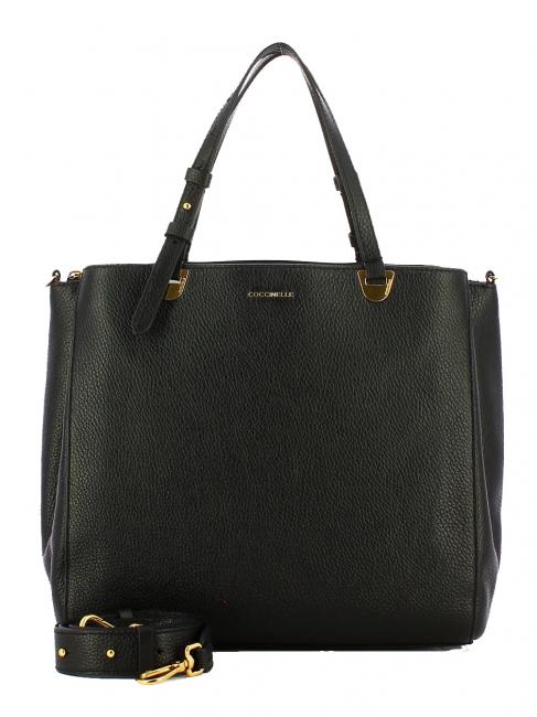 LEA Schultertasche aus strukturiertem Leder Schwarz - Damentaschen