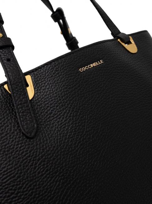 LEA Schultertasche aus strukturiertem Leder Schwarz - Damentaschen