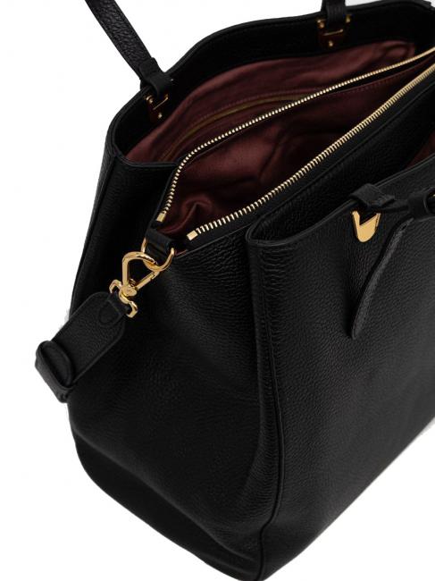 LEA Schultertasche aus strukturiertem Leder Schwarz - Damentaschen