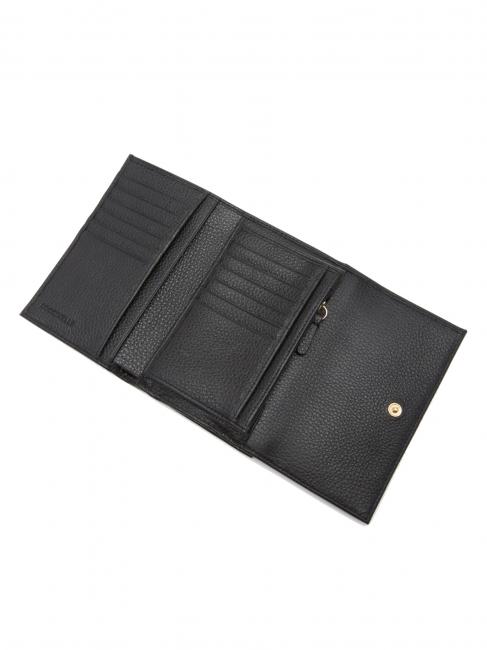 METALLIC SOFT Bifold-Brieftasche aus gehämmertem Leder Schwarz - Brieftaschen Damen