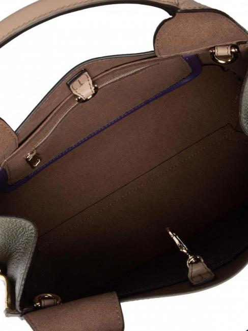 GILDA Einkaufstasche aus Roma- und St eracle-Kalbsleder grau + salbei c - Damentaschen