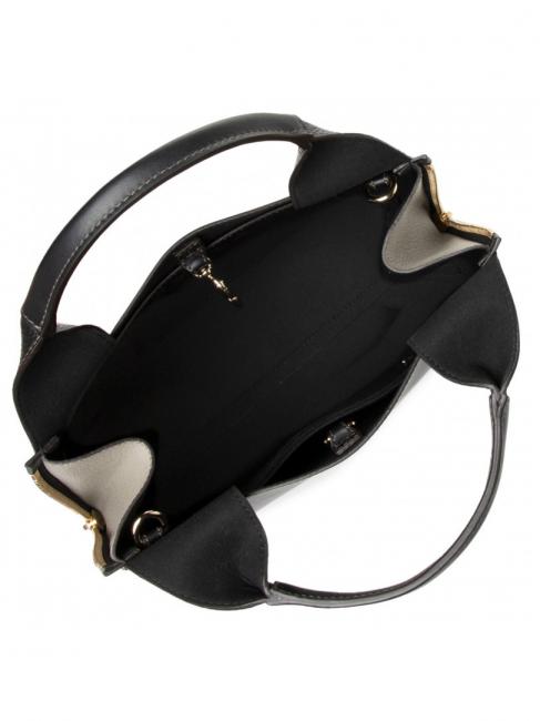 GILDA Einkaufstasche aus Roma- und St eracle-Kalbsleder schwarz + marmor c - Damentaschen