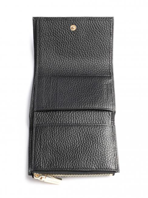 METALLIC SOFT Kleine Geldb&ouml;rse aus strukturiertem Leder Schwarz - Brieftaschen Damen