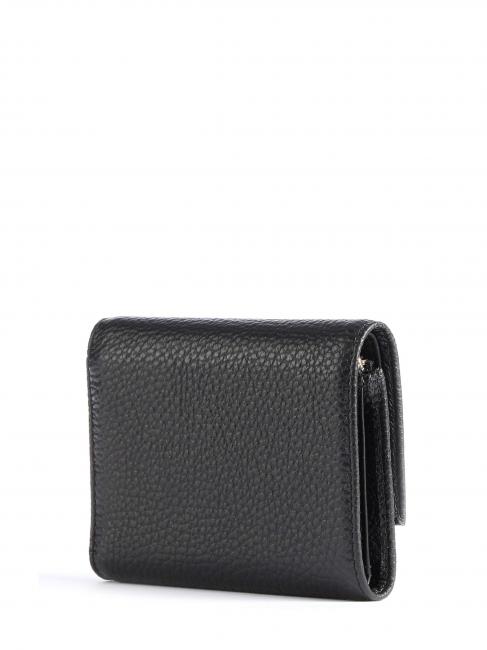 METALLIC SOFT Kleine Geldb&ouml;rse aus strukturiertem Leder Schwarz - Brieftaschen Damen