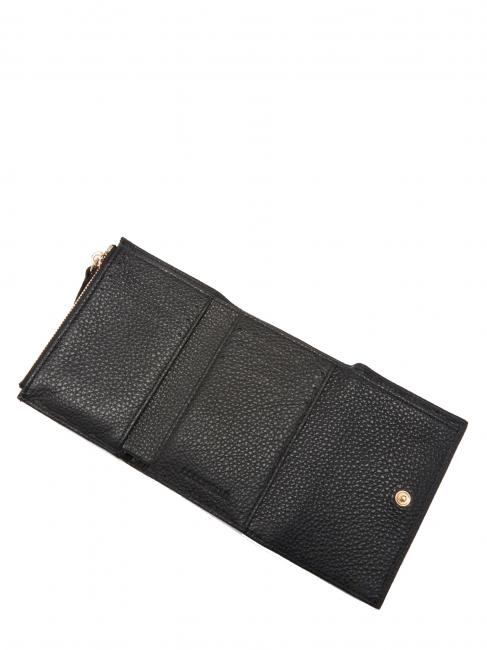 METALLIC SOFT Kleine Geldb&ouml;rse aus strukturiertem Leder Schwarz - Brieftaschen Damen
