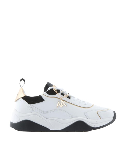 Sneaker running in Haut Turnschuhe opt.wei&szlig; + schwarz + gold - Damenschuhe