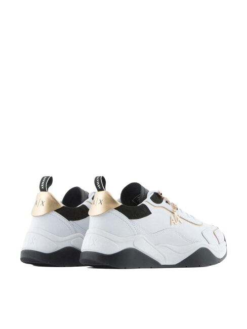 Sneaker running in Haut Turnschuhe opt.wei&szlig; + schwarz + gold - Damenschuhe