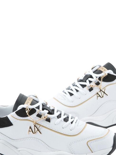 Sneaker running in Haut Turnschuhe opt.wei&szlig; + schwarz + gold - Damenschuhe