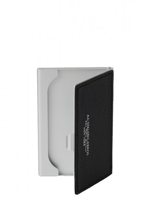 Porta Biglietti da Visita In Leder und Aluminium Schwarz - Brieftaschen Herren
