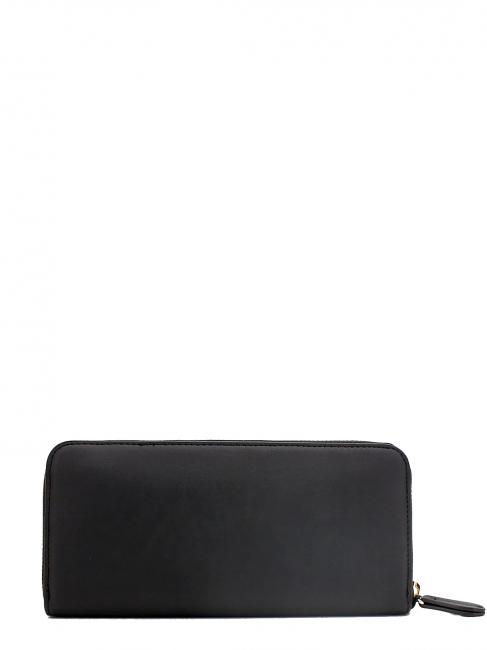 Geldb&ouml;rse Zip Around Blumenlogo schwarz / ovale T-Blume - Brieftaschen Damen
