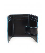 PIQUADRO BLUE SQUARE Dreifach gefaltete Ledergeldb&ouml;rse und M&uuml;nzen Blau - Brieftaschen Herren - 2