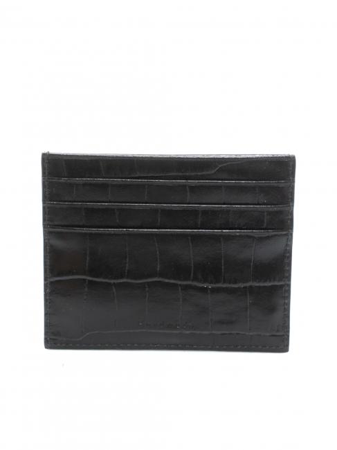 METALLIC CROCO Kartenetui aus Leder mit Krokopr&auml;gung Schwarz - Brieftaschen Damen