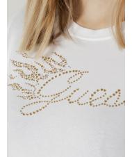 GUESS FLAME LOGO T-Shirt aus Stretch-Baumwolle purwei&szlig; - T-Shirts und Tops f&uuml;r Damen - 3