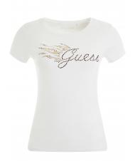 GUESS FLAME LOGO T-Shirt aus Stretch-Baumwolle purwei&szlig; - T-Shirts und Tops f&uuml;r Damen - 4