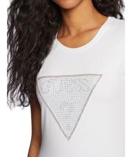 GUESS TRIANGLE CRYSTAL LOGO Baumwoll-T-Shirt mit Strasssteinen purwei&szlig; - T-Shirts und Tops f&uuml;r Damen - 3