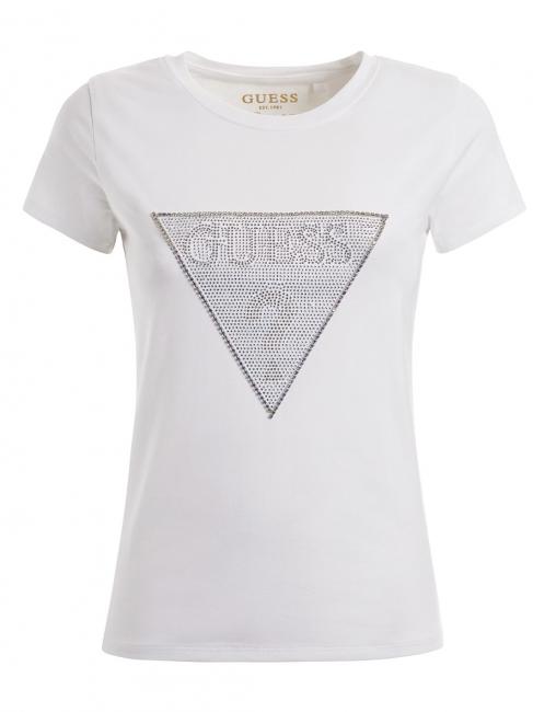 TRIANGLE CRYSTAL LOGO Baumwoll-T-Shirt mit Strasssteinen purwei&szlig; - T-Shirts und Tops f&uuml;r Damen