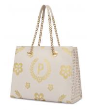 POLLINI HERITAGE Einkaufstasche mit Allover-Print elfenbein / braun - Damentaschen - 3