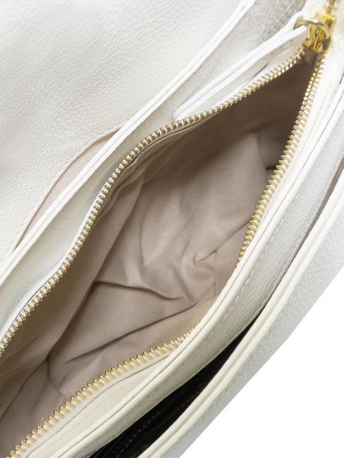 JULIA Clutch mit Schultergurt aus Leder Wei&szlig; - Damentaschen
