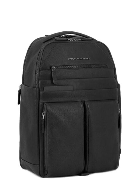 PAAVO Laptop-Rucksack 15,6", aus Leder Schwarz - PC-Rucksäcke