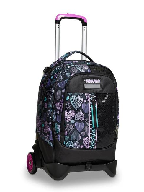 PATCHYHEART GIRL JACK Abnehmbarer Trolley-Rucksack mit 2 R&auml;dern Schwarz - Rucks&auml;cke mit Trolleyfunktion